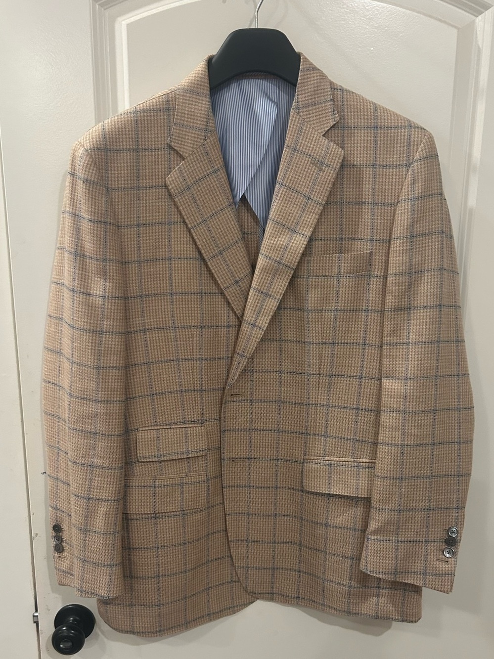 Harrods Tan Windowpane Blazer with Blue Check